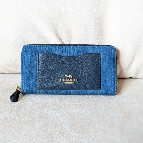 Coach Handbags - Coach Denim Accordian Zip Around Wallet - EUC